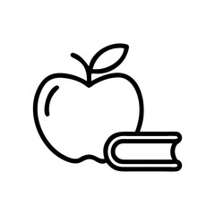 book and apple literature icon, book and apple literature flat illustration - simple vector illustration of book and apple literature , perfect for icons and logos