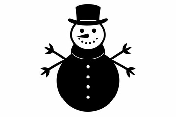 snowman line art silhouette vector illustration