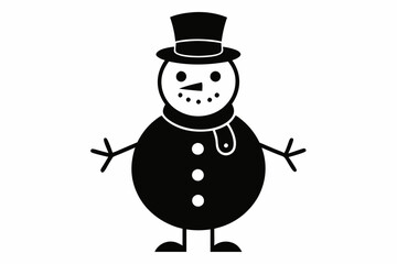 snowman line art silhouette vector illustration
