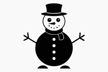 snowman line art silhouette vector illustration