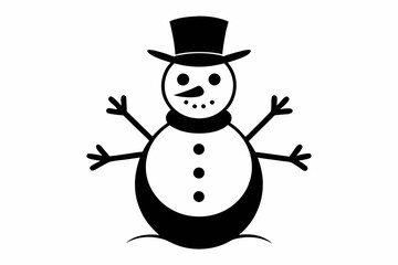 snowman line art silhouette vector illustration