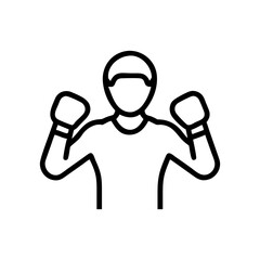 boxer with gloves icon, boxer with gloves flat illustration - simple vector illustration of boxer with gloves , perfect for icons and logos