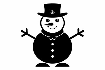 snowman line art silhouette vector illustration