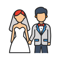 bride and groom icon, bride and groom flat illustration - simple vector illustration of bride and groom , perfect for icons and logos