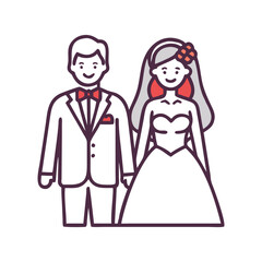 bride and groom icon, bride and groom flat illustration - simple vector illustration of bride and groom , perfect for icons and logos