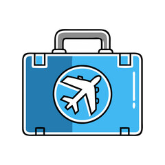 briefcase with airplane icon, briefcase with airplane flat illustration - simple vector illustration of briefcase with airplane , perfect for icons and logos