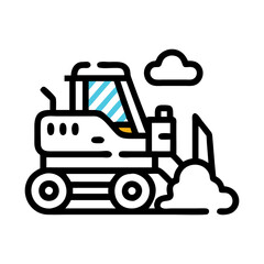Naklejka premium bulldozer icon, bulldozer flat illustration - simple vector illustration of bulldozer , perfect for icons and logos