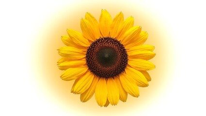 Obraz premium Colorful sunflower with golden petals and dark center isolated on white