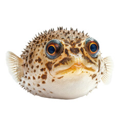 Isolated pufferfish on a transparent background showcasing its unique shape and texture in natural light, Pufferfish Isolated on transparent background