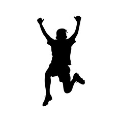 Soccer player celebrating goal silhouettes on white background isolated vector illustration