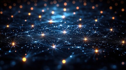 Futuristic network connections in a dark space