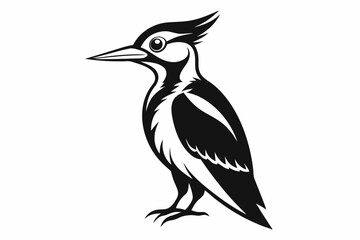 woodpecker line art silhouette vector illustration