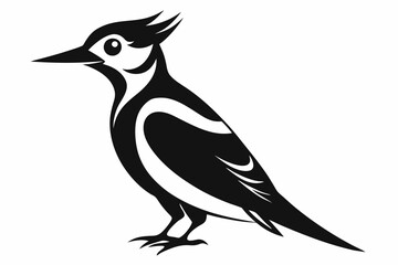 woodpecker line art silhouette vector illustration