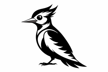 woodpecker line art silhouette vector illustration