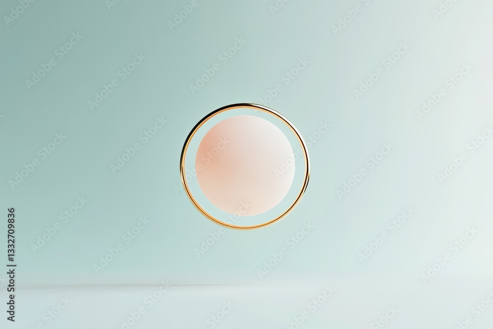 Aufkleber surreal 3d visualization of gold bracelet encircling floating sphere of light surrounded by soft gra