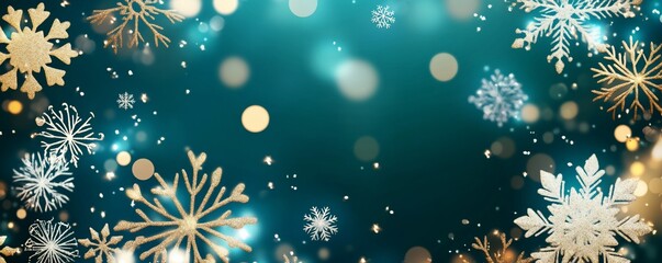 Festive Snowflake Background with Bokeh