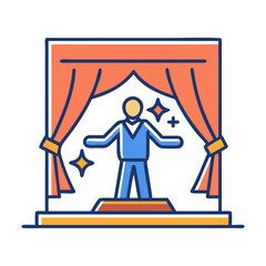 actor on stage icon, actor on stage flat illustration - simple vector illustration of actor on stage , perfect for icons and logos