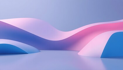 Abstract Wave Forms, Pastel Colors, 3D Render