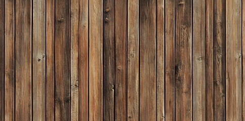 Fototapeta premium Seamless pattern of vertical wooden planks with a middle-brown tone, creating a textured background with repeating lines.