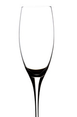 Elegant empty champagne flute glass isolated on white