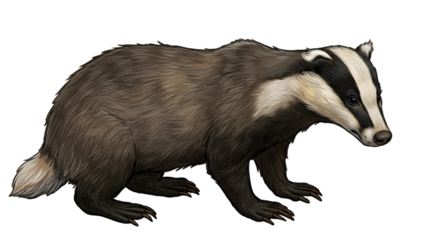 Badger profile, detailed fur