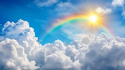 Majestic Sky with Rainbow and Sun