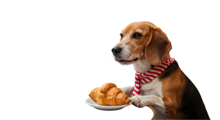 Beagle Dog Serving Croissant