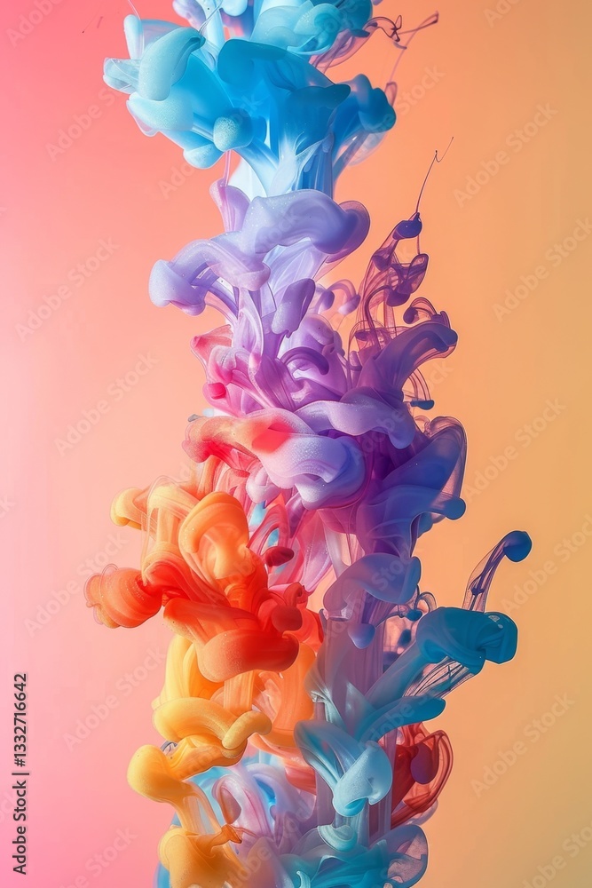 Aufkleber colorful ink drops blend into water in a mesmerizing looping animation showcasing abstract patterns