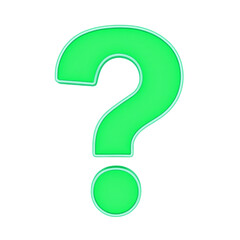 Naklejka premium Vibrant 3D neon question mark in bright green light creating a captivating and fun image that demands attention