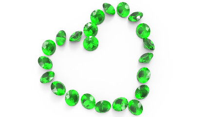 Green diamonds forming a heart with shadow