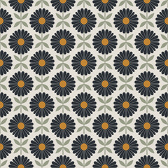 Bold Navy and Gold Ornamental Tile Seamless Pattern with a Vintage Appeal