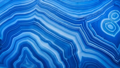 Abstract vibrant blue agate stone surface with layered patterns and translucent sections. Blue agate stone wallpaper