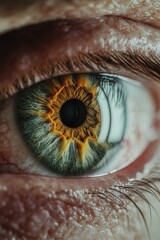 Close-up of yellow-irised eye