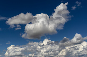 Abstract background of beautiful white clouds with blue sky in Brazil