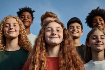 Fototapeta premium portrait of diverse group of students standing together with sense of belonging captured in their expressions their