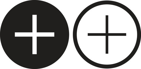 Obraz premium Pluss circle icon in flat line set Mathematical symbols. isolated on transparent background