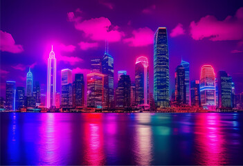 Fototapeta premium Neon Night City