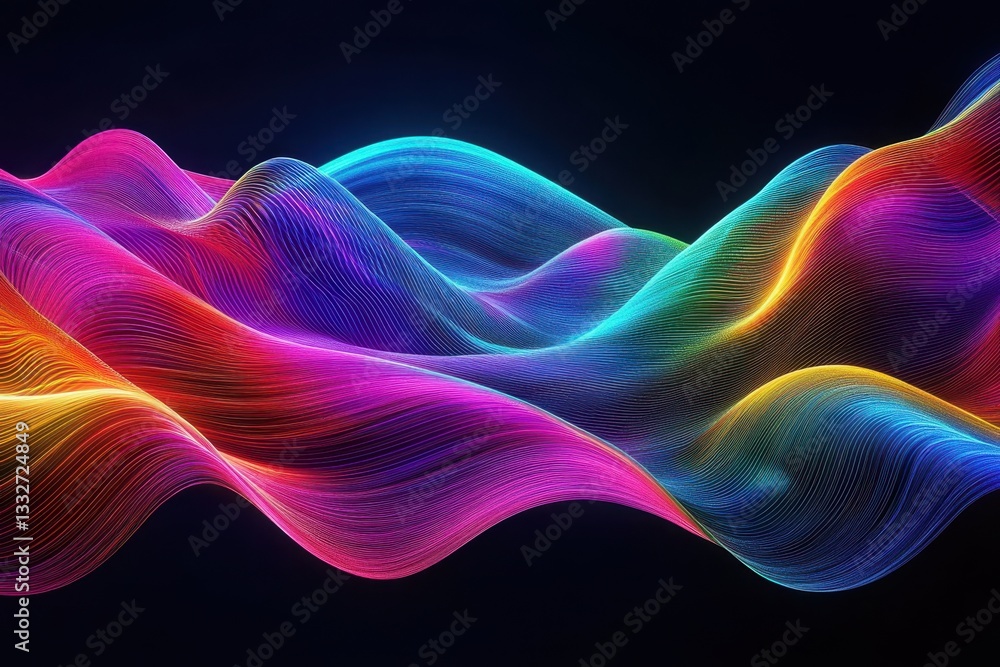 Poster colorful abstract wave patterns create a mesmerizing visual experience in digital art