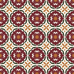 Classic Burgundy and Gold Ornamental Tile Seamless Pattern with a Historic Touch