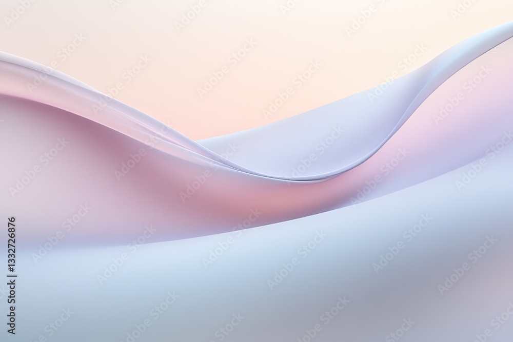 Poster fluid gradient of soft pastel hues gently blending from one to other forming smooth curvy shapes wit