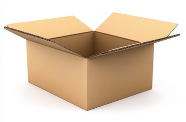 Open Cardboard Box 3D Render, Cubic Shape, Empty Package, Packaging Design packaging, shipping