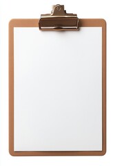 Blank Clipboard Rose Gold Clip, Brown Pad, White Paper, Note-Taking Concept, stationery, mockup stationery, mockup