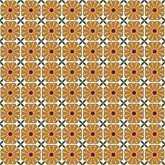 Elegant Orange and Beige Vintage Floral Tile Seamless Pattern