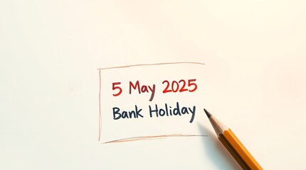 Bank Holiday Reminder, 5 May 2025 in Vibrant Colors and Cozy Planning Style
