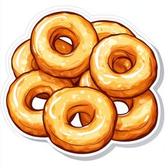 Fototapeta premium A delicious pile of glazed donuts, perfect for a sweet treat. Golden brown and glistening with glaze, these donuts are irresistible.