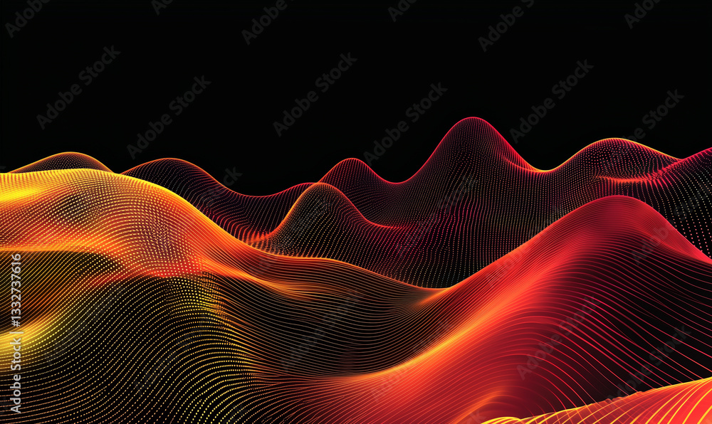 Poster abstract digital wave patterns in vibrant colors