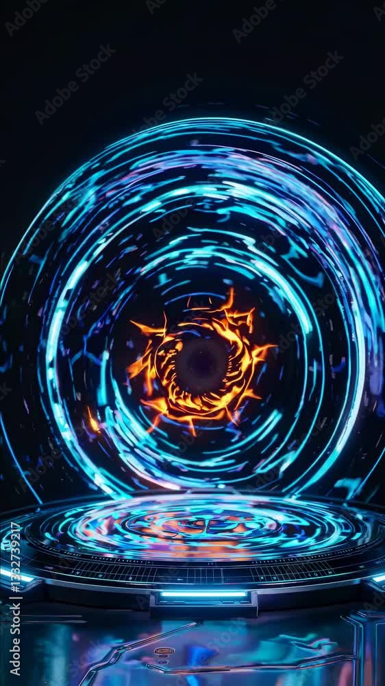 Aufkleber futuristic energy portal. seamless technology loop with radial motion and dynamic light effects.