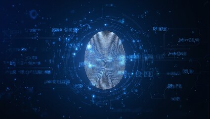 Obraz premium Digital fingerprint with holographic data representing security and identity