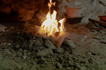 fire in the fireplace