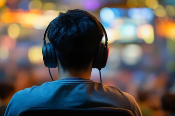 Person Watching an Event with Headphones